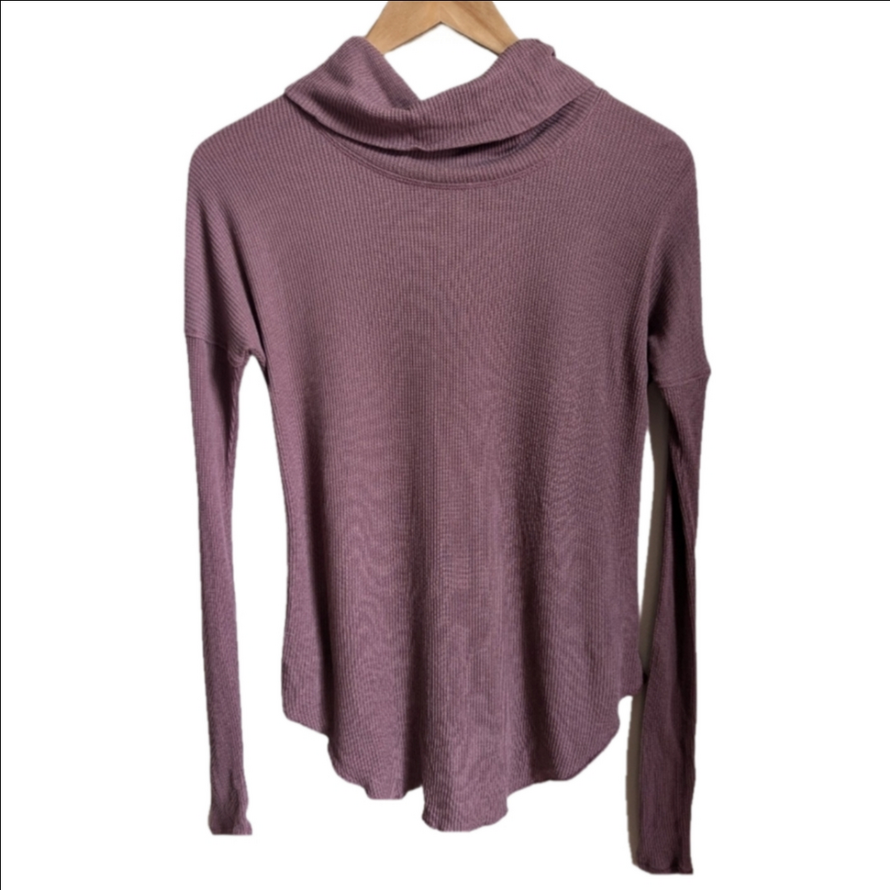 ARITZIA BABATON Soft Pink Casual Cotton Rubber Turtleneck Long Sleeves Top XXS